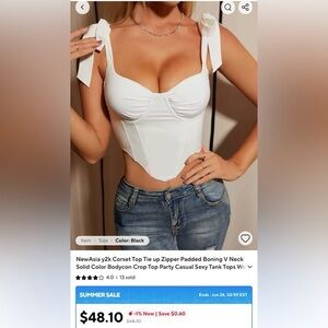 White Puff Sleeve Bodysuit with Bustier Design